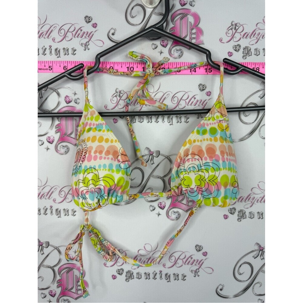 SNCE bikini bright y2k Floral Dot Triangle Bikini Top